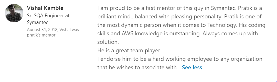 Pratik Vagyani's Mentor